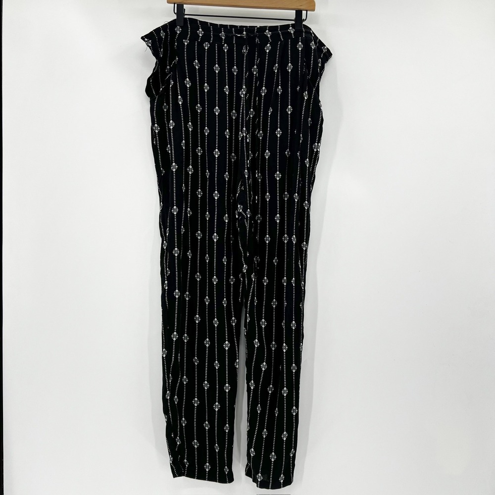 B Collection by‎ Bobeau Black White Geo Print Wide Leg Pants Size Medium